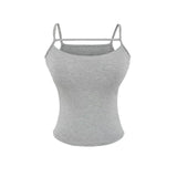Hottie Style Solid-Colored Body With Chest Pad Sling Vest Women 2026 Summer New Irregular Bottom Short Top