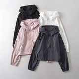 Hottie Draw Rope Thin Hooded Jacket Women's Spring And Autumn New Loose Leisure Sports Long-Sleeved Top
