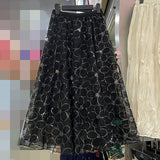 Slid Dress Autumn/Winter 2025 Autumn And Winter New French Sweet Lace Flower Yarn Skirt In The Long Swum Half-Dressed Skirt