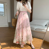 French Net Yarn Skirt Dress Fairy Dress Heavy Lace Embroidered Yarn High Waist Thin 100 Folds Skirt