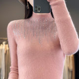Half-High Collar Sweater Women's Autumn And Winter Thick New Leisure Set Warm Knitting Loose Bottom Shirt Tide