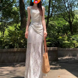 French Temperament Feel White Lace Sling Dress Women's Summer 2025 New Body-Repaired And Left