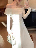 High-End Fashion Knitted Set Women's 2025 Autumn And Winter 2025 New Shoulder Sweater High-Waist Broad Leg Pants Two Sets