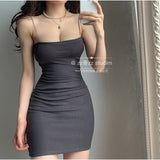 Sexy Hottie Low-Breasted And Cooked Summer New Solid Temperament With Hips And Simple Dress Woman
