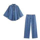 BSK&TRAF Women's Summer 2025 New Denim Shirt 1879026+ High-Rise Jeans 1879026
