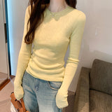 2026 Early Spring Thread Slimming Thin Tsets Bottom Knitted Women's Autumn Round Collar With Long-Sleeved Top