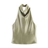 2025 Summer New Silk Hysm Texture Hanging Neck Dress 3203317 Vatry Dress 3210317