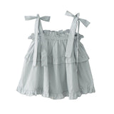 Homemade Summer New Sweet Loose Doll With Bow Sling Shirt Women Solid Color Vest Top