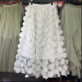 Three-Dimensional Flower Half-Dress Woman 2025 New Medium And Long Fairy Skirt High-Waisted Temperament Mesh Dress