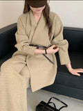 Autumn And Winter Lazy High-End Knitting Suit Women 2025 New Big Lap-Fleet Sweater Coat + Two-Legged Trousers