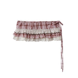 Sweet Pink Lattice Thorny Short Skirt Woman 2025 New Embroidery Lace Spliced A Piece Of Ass