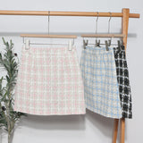 French-Style Light-Cooked Wind Coarse Flowers Lattice Short Skirt 2025 Spring And Autumn Small Fragrant Wind Showing Thin A-Word Bag Hip Skirt 8895