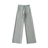 Korean Small Man Standing Thin Hooded Zipper Coat + Loose Feeling Loose Draw Rope Broad Leg Trousers Two Sets Of Women