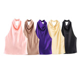 2025 Summer New Silk Hysm Texture Hanging Neck Dress 3203317 Vatry Dress 3210317