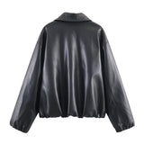 Autumn New Imitation Leather Collar Bomber Jacket 4341736