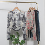 Design With A Thin-Dyed Sexy Mesh Long-Sleeved Sunscreen T-Shirt With A Short Top 8928