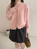 Autumn And Winter New Small Fragrant Wind Collar Showing Thin Soft Long Sleeve Top Casual Set Loose Multi-Buckle Knitting Top Tide