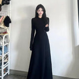 Winter Slim Long Dress Women Thin Plus Receiving Waist Temperament Long Dress New