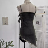 Real Shoot Water Wash Old Fur Side Cowboy Bra Sleeveless Top Irregular Short Babes Sling Vest 2625