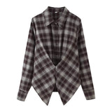 Autumn New Loose Collar Long-Sleeved Plaid Fashion Shirt