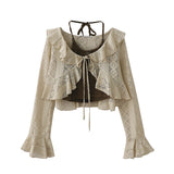 Autumn New Trend Hottie Style Lace Coat + Walled Small Sling + Straps With Hair-Sides Of Three-Piece Women