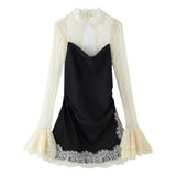 BSK&TRAF Women's Winter 2025 New Fashion Sexy Lace Swap Sleeve Dress