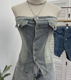 Real Shooting Babes Cowboy Tsets Single-Breasted Single-Breasted Slime Strap Wrap Vest 2838