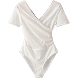 Thai Cross-Necked Women's Top Blouse T-Shirt Summer Body Sex Hot Babie Careful Machine With Short Sleeves T