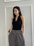 Korean Summer Temperament Fashion Hanging Neck Slim Thin Coat Solid Color Bajamas Sling Vest T-Shirt Girl Ins