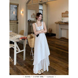 French Sense Irregular Splicing Vest Dress Women's Holiday Style A Word Long Dress