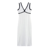 BSK&TRAF Women's Dress 2025 New Retro Style Fashion V-Neckless Dress 5584136