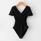 Thai Cross-Necked Women's Top Blouse T-Shirt Summer Body Sex Hot Babie Careful Machine With Short Sleeves T