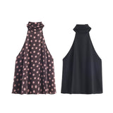 BSK&TRAF Women's Clothing 2025 New Fashion Babes Bows Hanging Neck Top 2180105