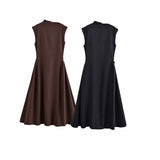 BSK&TRAF Women's Summer 2025 New Fashion Design Sleeveless Elegant High Waist Dress