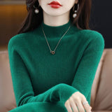 2025 New Knitted Women's Sweater Half-High Collar Bottom Shirt With Autumn And Winter Short Slim Slim Thin Sweater