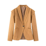 BSK&TRAF Women's Clothing 2025 Autumn New Fashion Waist-Coat Cushioned Shoulder Suit Jacket