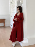 French Languid Knitting Two Sets Of Female Long Over Knee Sweater Slings With Dress Set