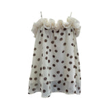 Real Shooting Holiday Storm Point Print Sling Vest Loose Doll Shirt Bumping Wood Ear Lace Sleeveless Top 656