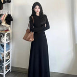 Winter Slim Long Dress Women Thin Plus Receiving Waist Temperament Long Dress New