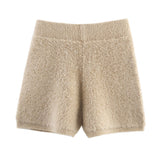 BSK&TRAF Women's Autumn 2025 New Towel Knitted Half-Zip Hooded Vest Shorts Set