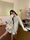 Broken Flower Zip-Up Jacket Women's Spring And Autumn 2026 New Oversize Loose Lazy Wind Long-Sleeved Top