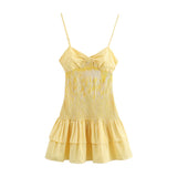 Summer New Small Check-In Bow Ornament Back Hollow Dress 8034522