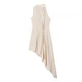 2026 Spring New Female Fashion Sexy Hottie Knitless Sleeveless Asymmetrical Long Dress