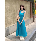Bright-Colored Dopamine Thai Summer Hanging Neck Sling Dress Women's Seaside Vacation Xinjiang Travel To Wear Long Skirts