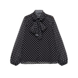 Autumn New Bow Ornament Wave Dot Printing Shirt 1165237