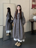 Lazy Retro Plaid With Long-Sleeved Shirts And Half-Dress Women's New Fashion Sets In The Early Season