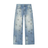BSK&TRAF Women's Summer 2026 Summer New Low-Rise Wide-Legged Star-Brilled Jeans 4730012