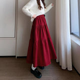 Vintage Cake Half-Dress Women 2026 Spring And Autumn New High-Waist Thin Splicing A Word Long Skirt Small