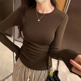 2026 Early Spring European Small Shirt In Autumn And Winter With Long-Sleeved T-Shirts Female Hautein Temperament Solid-Colored Cashmeet Bottom Shirt