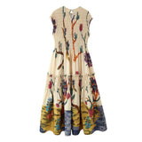 BSK&TRAF Women's Dress In The Autumn Of 2025 New French Fashion Elegant Cotton Folded Printing Dress